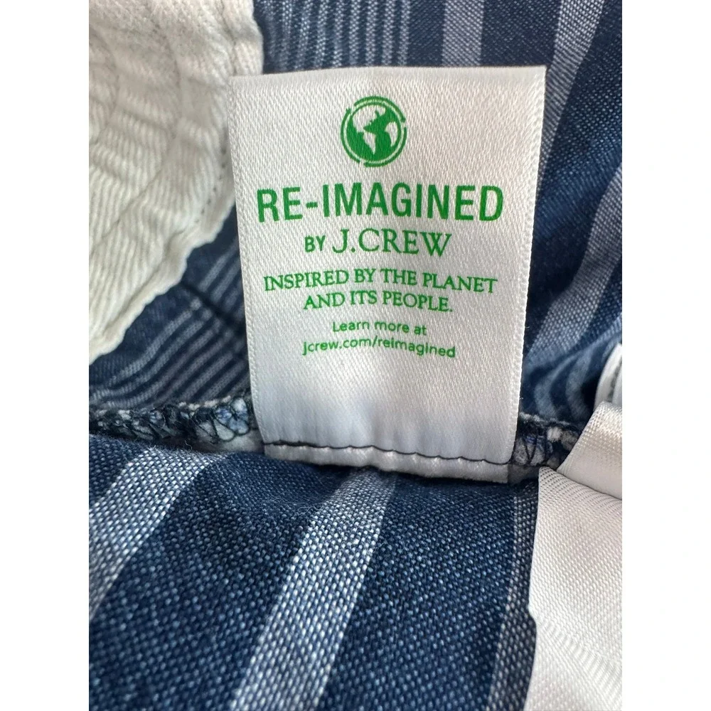 J Crew Mens Shorts Striped Blue White Elastic Waist‎ Drawstring Size M